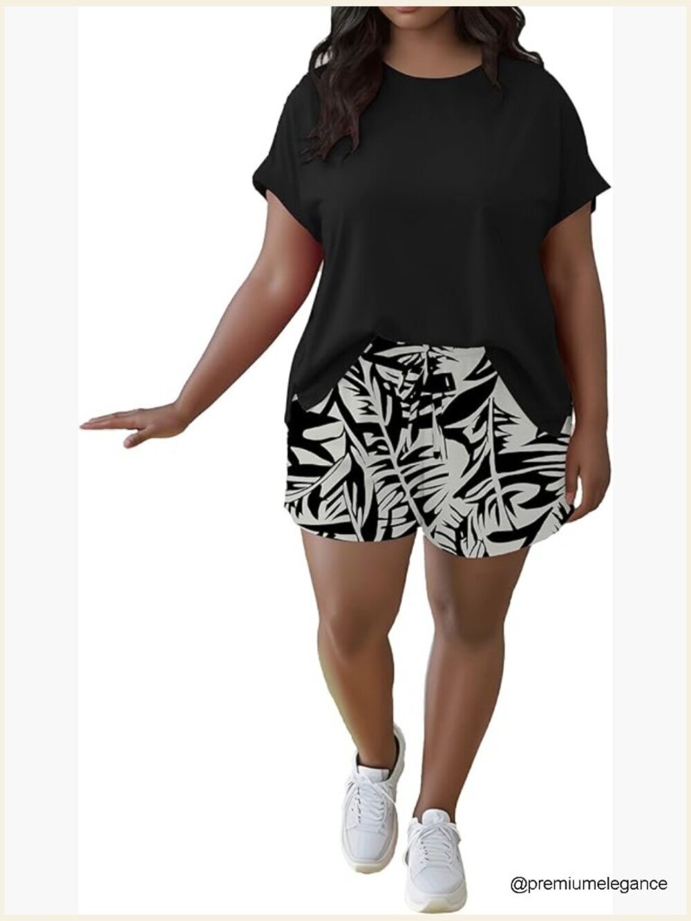 Plus Size Two Piece Sweatsuit Set Oversized Tee & Baggy Shorts Tracksuit Summer